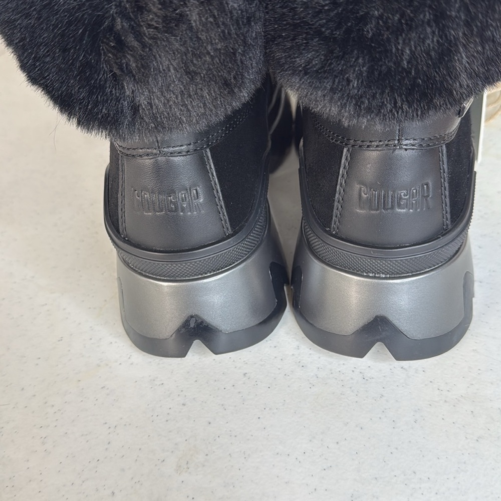 Cougar Black Faux Fur Ankle Booties - Picture 10 of 14